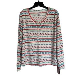 NWT Wondershop Multicolor Holiday Pattern Long Sleeve Women's Pajama Top Size L
